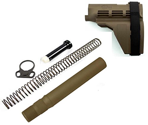 Sig Sauer SIGTac SB15 FDE Flat Dark Earth Tan Brace + Global Sportsman FDE Flat Dark Earth Tan Gen 2 Model 4/15 Extended Brace Tube Stop Kit - US MADE