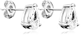 Sterling Silver 8x5mm Cubic Zirconia Pear Stud Earrings