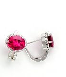 Tourmaline Earrings Fine Earrings 0.50k G.V.V.S. Brilliant Diamonds and 4.82k Brazilian Tourmaline Rubilite on 18k White Gold Damiani Style Design with Post Earrings Made in Italy Matching Pendant Available