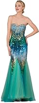 Hot Sale Meier Women's Strapless Sequin Mermaid Gown in Turquoise