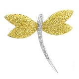 Adsila's Canary and Clear CZ Dragonfly Brooch