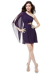 A-line Chiffon Cocktail Short Natural   Waistline Lace Sequined Asymmetric Flutter One Shoulder  Dress