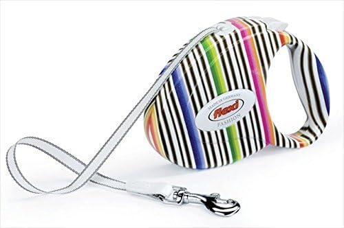 PuchiBag 14F-HC-M Flexi Lead Haute Couture Stripes Mini Pet Leash Lavender, Green, Blue and Purple