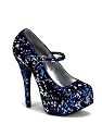Blue Sequin Platform High Heel Pump - 8