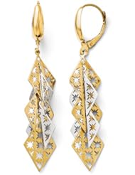 14k White and yellow gold Leslies Two tone Fancy Leverback Earrings