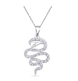 418fNlOQdrL. SL160  10k White Gold Round Shaped Diamond Snake Pendant (1/10 cttw, I J Color, I1 I2 Clarity), 18