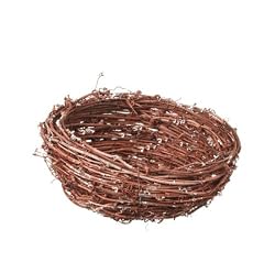 8.5" Sugared Fruit Natural Fiber Snow Flocked Bird's Nest Christmas Decoration