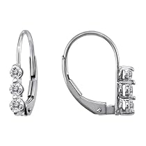 10k White Gold Diamond 3-Stone Earrings (1/4 cttw, H-I Color, I2-I3 Clarity)