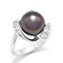 Tahitian Black Pearl Ring with Diamonds in 14K White Gold