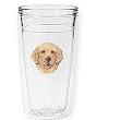 Golden Retriever 12 oz Slimline Insulated Beverage Tumbler, Clear