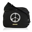 Diaper Dude Black Faux Suede Guitar Peace Messenger Diaper Bag