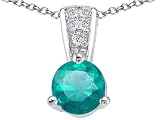 0.48 cts Genuine Round Emerald and Diamond Pendant - 14kt White or Yellow Gold