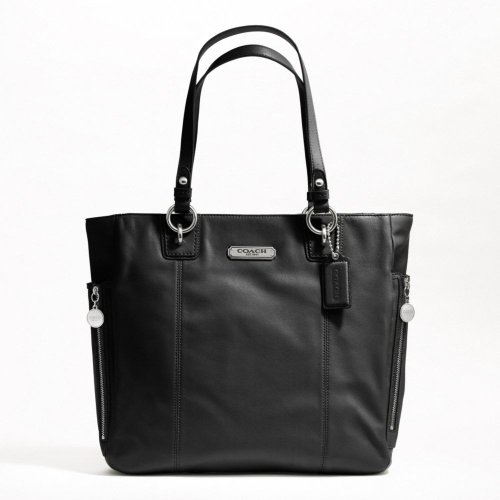 Coach Smooth Leather Gallery North South Zip Tote 19456 (Black) Coach Smooth Leather Gallery North South Zip Tote 19456 (Black)