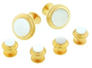 JJ Weston elegant brushed finish gold plated and mother of pearl formal set. Made in the USA