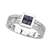 14K White Gold 0.14 ct. Diamond with 3/8 ct. Square Shaped Sapphire Ring