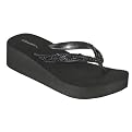 Women's Xhilaration&reg; Lucretia Embellished Wedge Flip Flops - Black