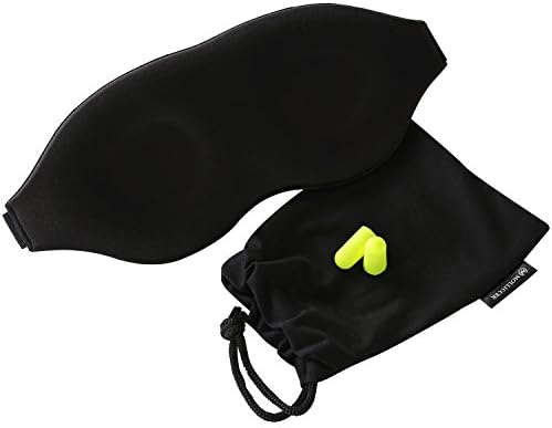 Molliccer Premium Quality Memory Foam Sleep Mask - Includes Cloth Carry Pouch and Ear Plugs -For Travel, Shift Work &amp; Meditation Relaxation
