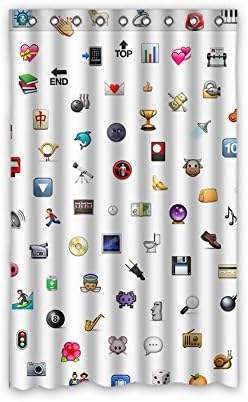 DONGMEN iPhone Emoji White Background Ployester Window Curtain 52"x84" One Piece Perfect for Living Room Bedroom Bathroom and Kitchen