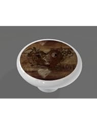 Home Improvement: Steampunk Love High Gloss Ceramic Drawer Knob - Gotham Decor LLC