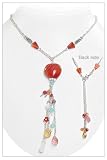 Anti-Tarnish Sterling Silver Carnelian, Citrine, Quartz, and Agate Beaded Y Necklace - 18