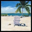 Bild mit Rahmen: Laurie Chase, Beach Chair, 61 x 61 - Aluminium Basic M: Schwarz matt