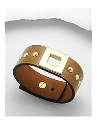 Brown Leather Bracelet In White Base