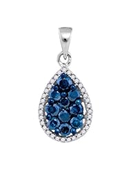 0.81CTW-DIA BLUE PEAR PENDANT