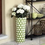 Ballard Designs - Quatrefoil Tole Umbrella Stand - Green/Cream