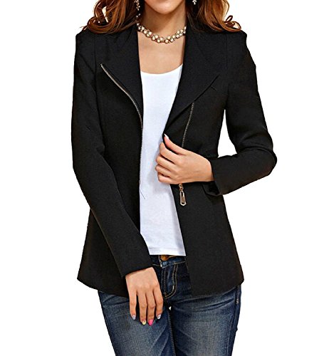 Women's Autumn Oversize Slim Fit Bodycon Zipper Suit Coat Jacket Blazer Outwear