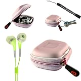 Earphone Case - Clamshell Style with Zipper Enclosure, Inner Pocket, and Durable Exterior! + Includes a 4-inch eBigValue Determination Hand Strap as a gift!! + Includes a Set of Hi-Fi Noise-Reducing Ear Buds Headphones for your MP3 Players 3.5mm stereo Jack