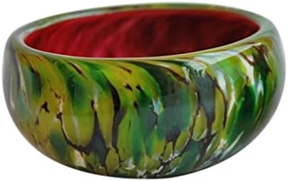 Small Hand Blown Decorative Green & Deep Pink Glass Ring Bowl from Utopia Gallery
