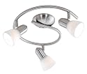 Eglo 88475A Dakar-1 3-Light Nickel-Finish Track Light Fixture with Alabaster Glass Shades