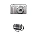 Olympus VR-340 16MP Digital Camera (Silver) and Leather Plaid Gray Case