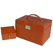 Jewelry Box Leather Orange Spice Lizard Grain Large Lock Key With Travel Case by Tech Swiss