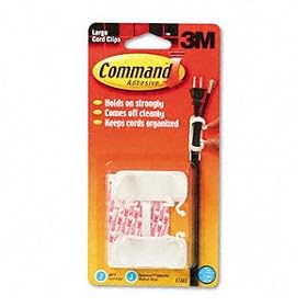 3M Large Cord Clips with Command Adhesive, 2 cord clips, 3 medium strips by Command