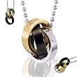 Stainless Steel Eternal Interlocking Triple Colors Black Rings Pendant Necklace