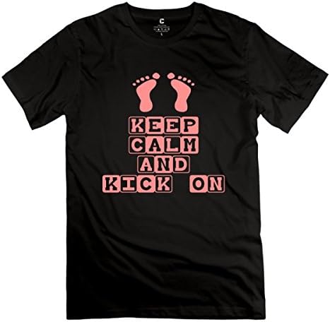 Keep Calm And Kick On Baby Feet Black Men's Crew-Neck T Shirts L
