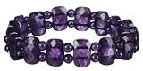 Amethyst Oval and Round Bead Stretch Bracelet, 7.5