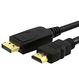 High Quality Black DisplayPort Male to HDMI Cable Male - 6 Feet / 2M