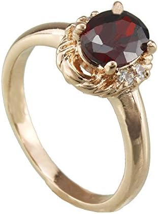 FM42 Prongs Set Oval-Shaped Red Crystal Ring R144