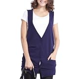 Doublju Womens Casual Long Knit Vest NAVY M (WV040)