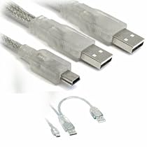 Ex-Pro USB Cable - Dual Power, 2 x Type A to mini B, USB 2.0, 1m. Provides additional USB power to high draw devices using MiniB (Eg External Hard Drives etc..)