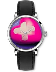 SPRAWL Aanalog Fashion Series Silver Ladies Watches of Genuine Black Leather Strap,Unique Wrist Watch for Women Girls Designed with wounded heart