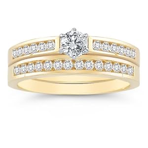 1/2 Carat Diamond Wedding Ring Set, 14K Yellow Gold