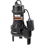 WAYNE RPP50 Cast Iron Sewage Pump With Piggy Back Tether Float Switch