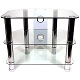 Strand Clearview 3 – 600 Glass TV Stand with Cable Management for LCD TVs of up to 32″ with 3 toughened glass shelves