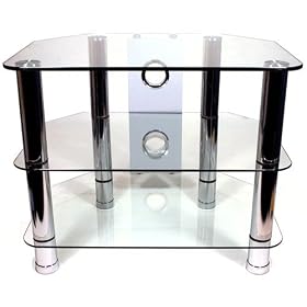 Strand Clearview 3 - 600 Glass TV Stand with Cable Management for LCD TVs of up to 32" with 3 toughened glass shelves