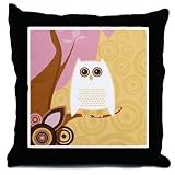 Retro Mod Pink Owl on a Branch Throw Pillow 18"