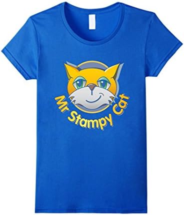 Women's Cartoon Cat Short Sleeve T-Shirt Small Royal Blue