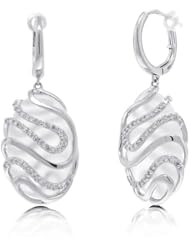0.32ct Diamond and 16.89ct White Topaz 14k White Gold Earrings